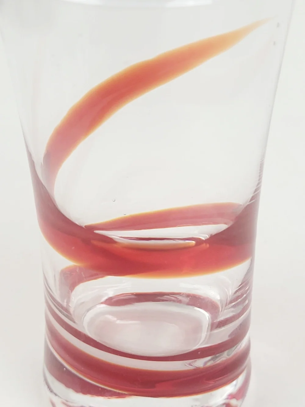 Pier 1 Red Swirline Shot Glasses~2 oz Clear Shooters~Retired~Set of 5~EUC